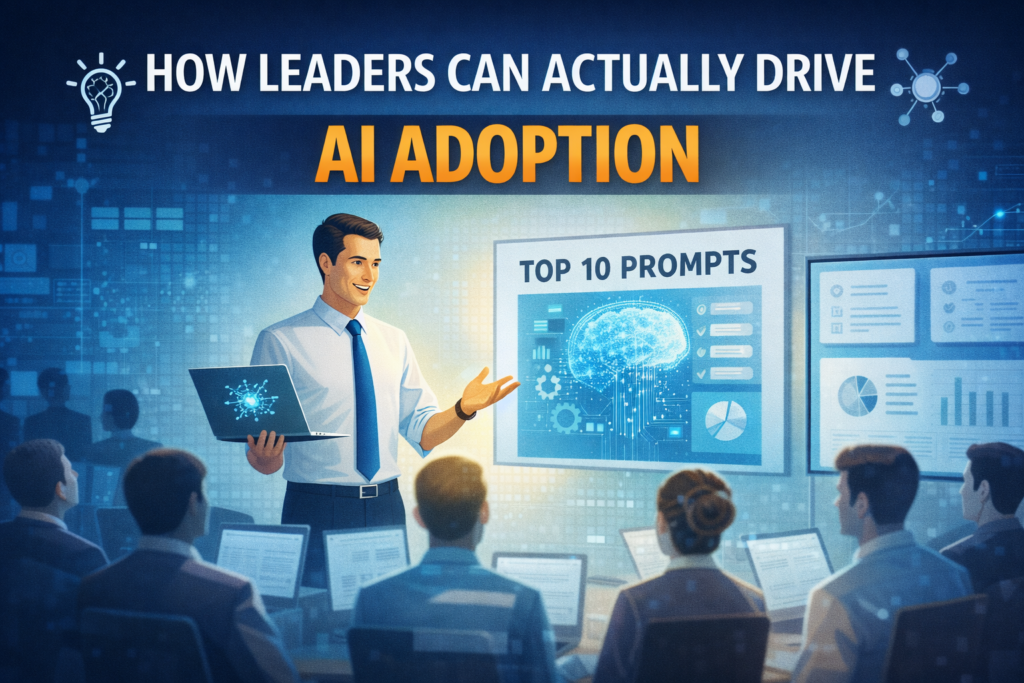 Image showing a fictional leader helping to increase AI adoption - Generated by ChatGPT